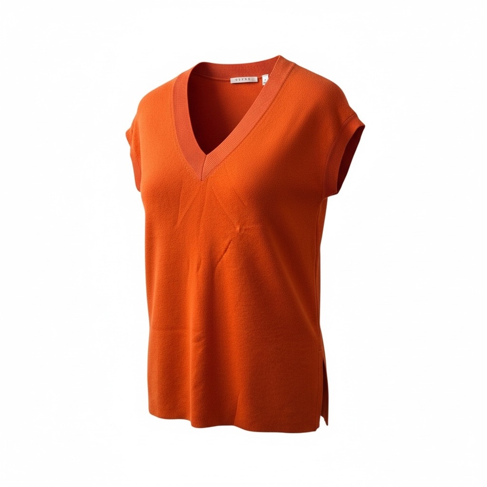 Cyrus Orange V-Neck Blouse
